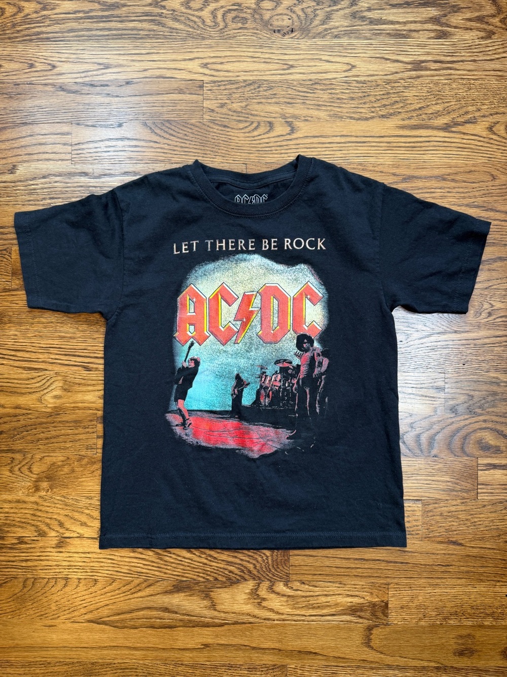 AC/DC Black Kids' 'Let There Be Rock' Graphic Tee with Red Logo Youth Small 8-10